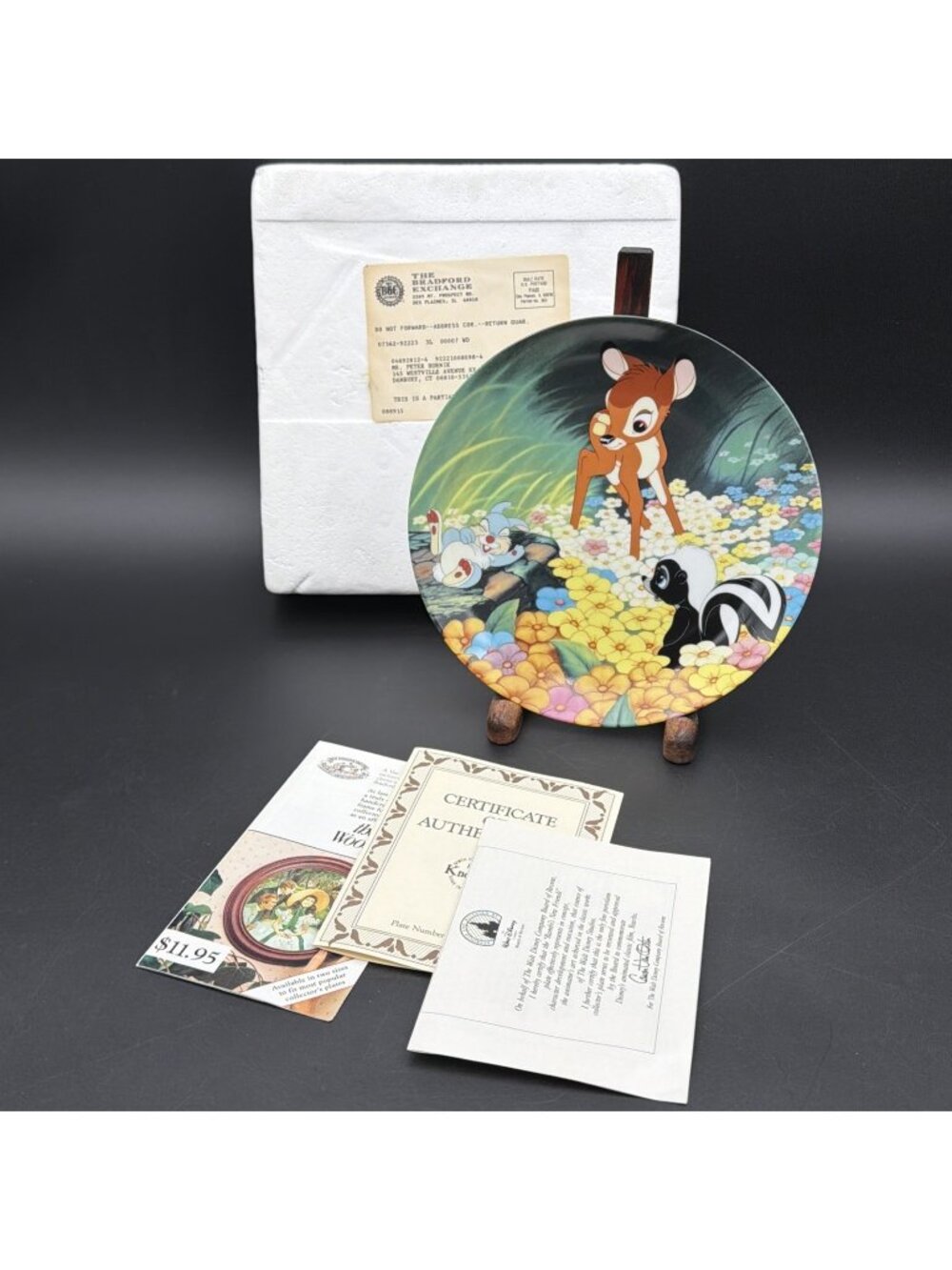 Knowles Disney’s Bambi Limited Edition Plate "Bambi's New Friends" 1992 COA -A